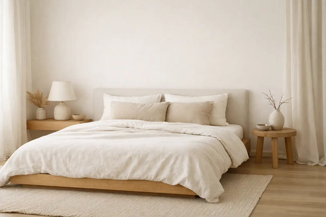 Een minimalistisch slaapkamer bed dat rust brengt