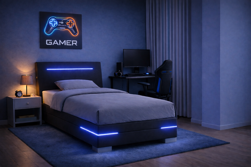 1-persoons boxspring Dallas met LED, USB en opbergruimte