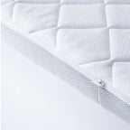 Detail van de topper met rits en klimaband