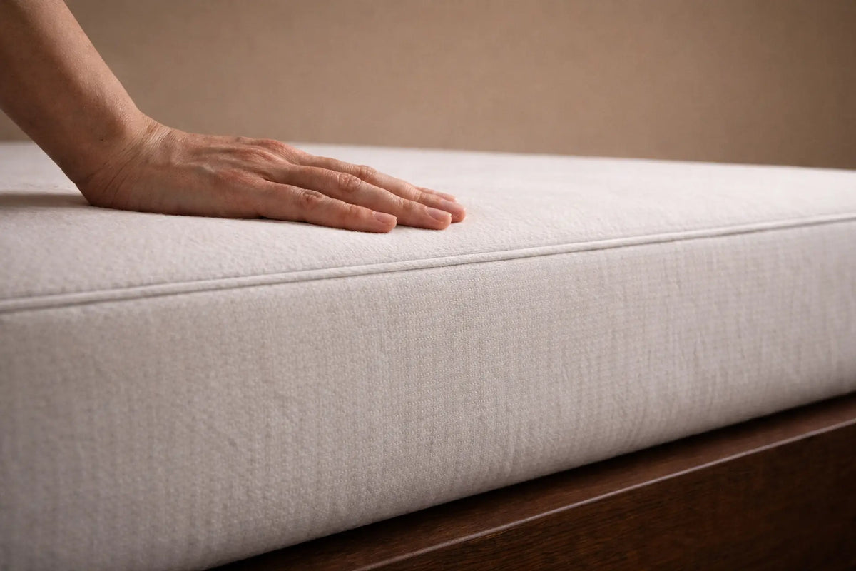 Close up van hand op matras