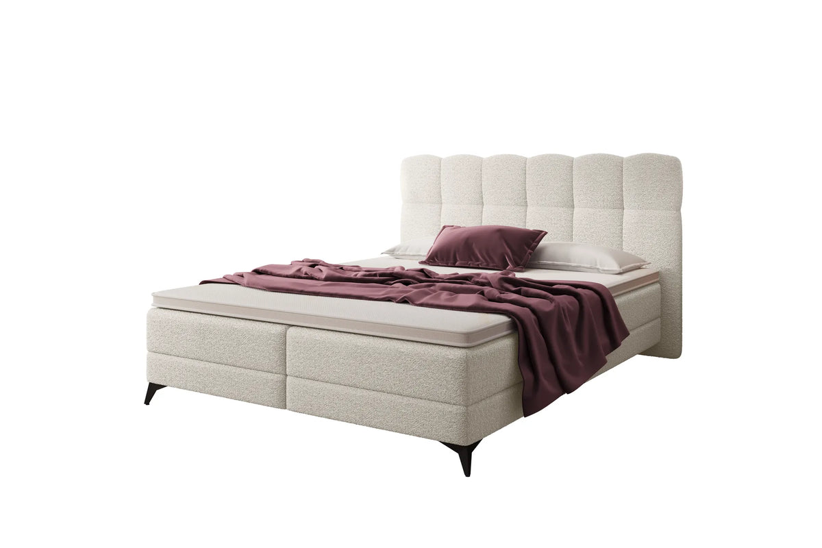 Boxspring Madison diagonaal augbergine plaid en kussen